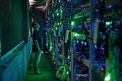 A modern mining farm in Argentina showcasing rows of efficient cooling and mining rigs